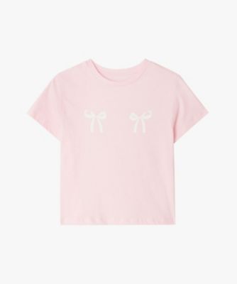 TWIN RIBBON T－SHIRTS LIGHT PINK