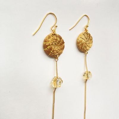 ビオジュエリー　黄金の草　カッピンドウラード　ピアス　ラウンド　シトリン