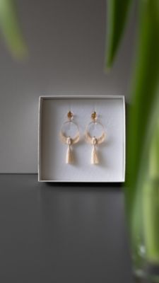 無染色シルク手編みピアス｜鳥ショート
