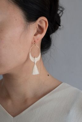 無染色シルク手編みピアス｜鳥ショート