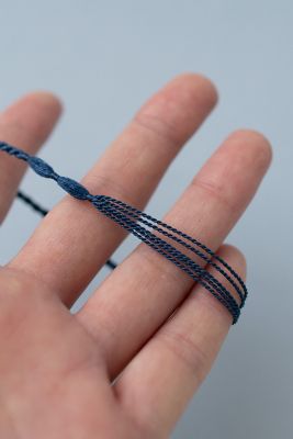 藍色シルク手編みブレスレット｜結