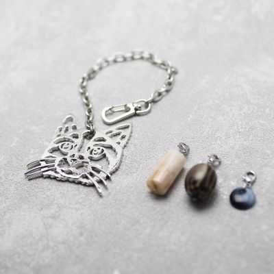 ＜Necklace-necklace＞Ｉ－２３　バッグチャーム　ＣＡＴ　ショートヘア　Ｓｉｌｖｅｒ