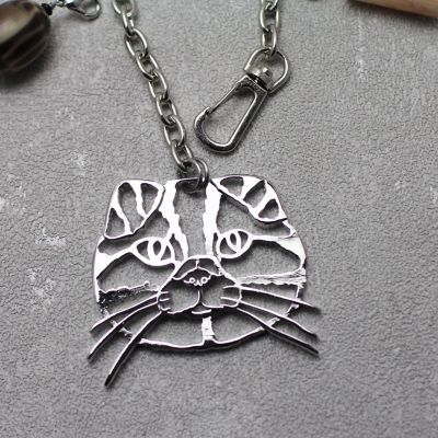 Ｉ－２４　バッグチャーム　ＣＡＴ　スコティッシュフォールド　Ｓｉｌｖｅｒ