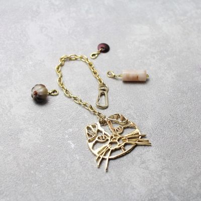 Ｉ－３０　バッグチャーム　ＣＡＴ　スコティッシュフォールド　Ｇｏｌｄ