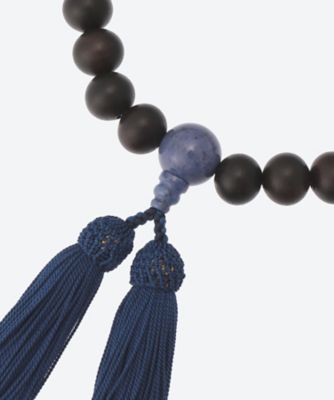 【仏事用】男性用念珠　縞黒檀スビキ片手２２玉デュモートライト仕立　桐箱付