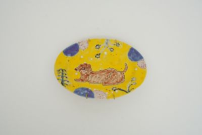 よしのちはる 色絵リム楕円皿 23cm 大皿 個展購入 新品未使用 よしのちはる 色絵リム楕円皿 23cm 大皿 個展購入 新品未使用