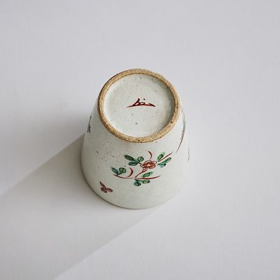 花鳥文美濃焼湯呑み＋沢栗山皿（3．5寸）1客 | 嘉門工藝