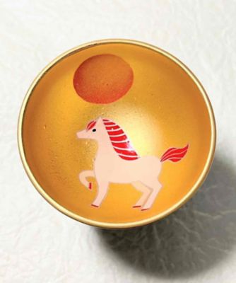 越品】佐藤裕美 干支シリーズ”馬”宙cocoro呑みぐい呑み「金」1