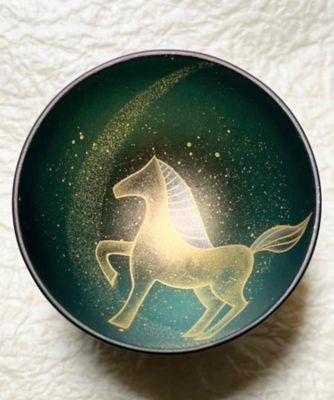 越品】佐藤裕美 干支シリーズ”馬”宙cocoro呑みぐい呑み「緑」1