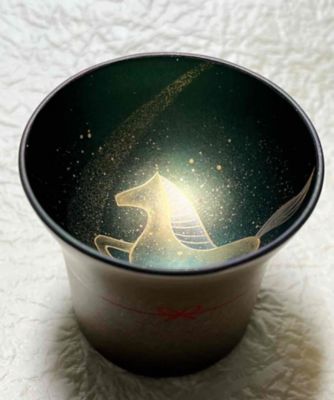 越品】佐藤裕美 干支シリーズ”馬”宙cocoro呑みぐい呑み「緑」1