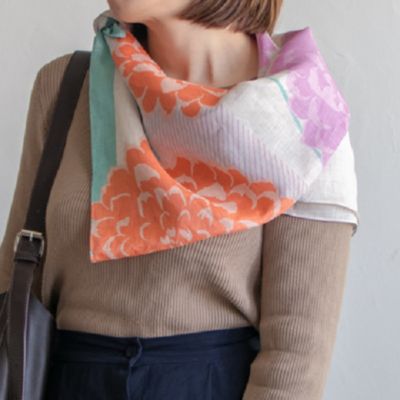 ＜ＭＵＳＵＢＩ　ＬＩＮＥＮ＞リネン風呂敷　ダリア　１００