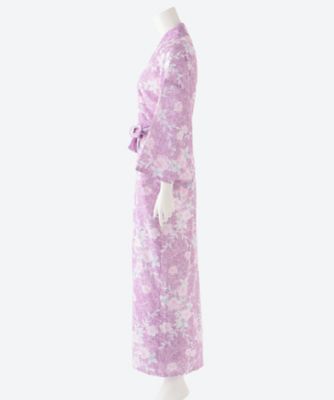 和晒二重ガーゼ寝巻　紫に梅