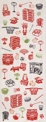 ＜戸田屋商店＞手ぬぐい　雛道具　生成　１０４６