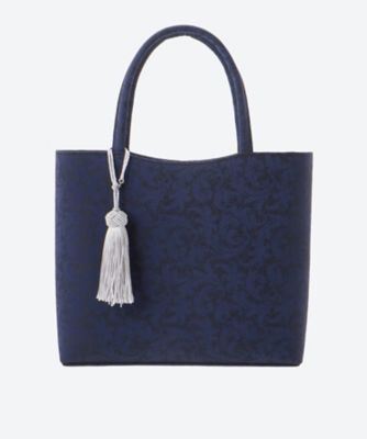 ＜saraca de sarasa＞タッセル付トートバッグ　Ｓ　ダマスク　ロイヤルブルー