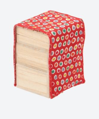 三段のお針箱　彫刻