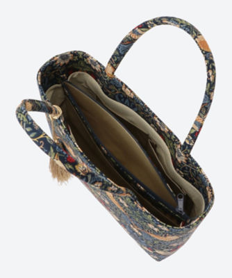 ❥❥川島織物ウィリアムモリスいちご泥棒❥バンブーハンドルトートバッグ❥ William Morris］イチゴ泥棒 ゴブラン織りトートバッグ
