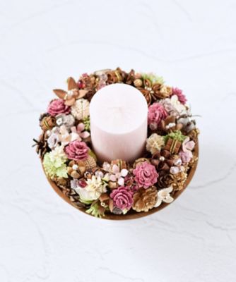 Ｓｎｏｗｆｌａｋｅ　Ｆｌｏｗｅｒ　木の実のキャンドルアレンジ