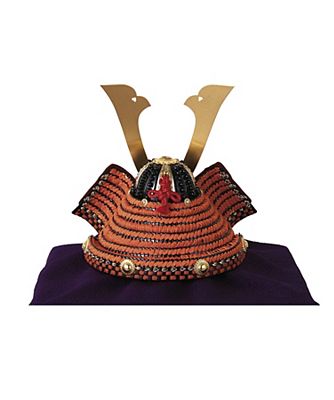 送料無料】【ECNo．M－58】一冑作 1／4緋糸長鍬兜セット