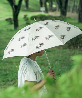 【野ばら刺繍】晴雨兼用日傘　長傘タイプ