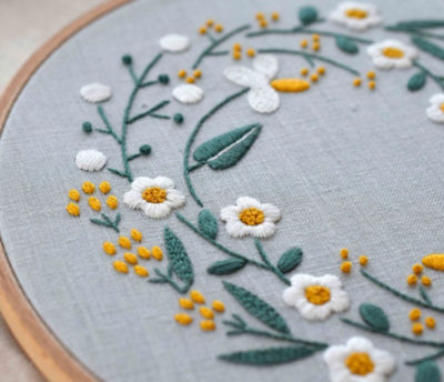 草花のリース　刺繍キット