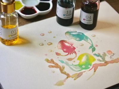 サトウヒロシ/サトウヒロシ 【店頭受取/伊勢丹会館】5月25日(日)インクマゼルで楽しむ、はじめてのインク水彩ワークショップ ”イカ”したグラデーションで”イカ”を描く