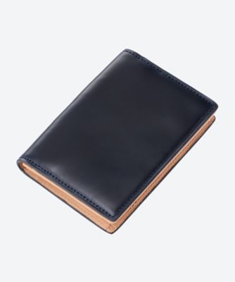 ＜Brelio＞７４９６【年内届】コードバン名刺入れ　通しマチ　ネイビー【福袋】