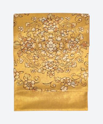 新品 西陣織高級袋帯 正倉院鏡裏花文【綿芯仕立付】グレー