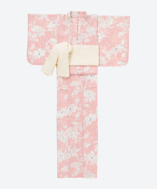 ＜三越伊勢丹/公式＞ 婦人浴衣 牡丹と珠 K0205 ピンク画像
