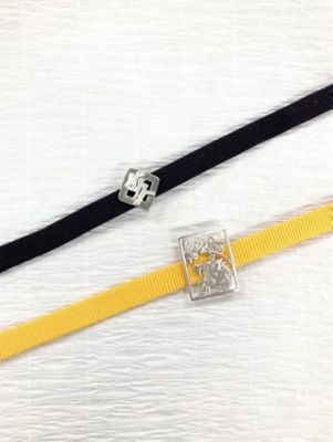 【受注生産商品】リバーシブル帯留　江戸文字　正絹根付紐付