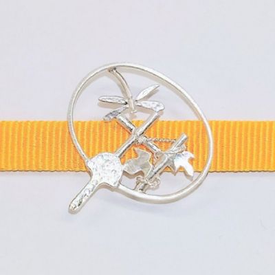 【受注生産商品】帯留　団扇　蜻蛉