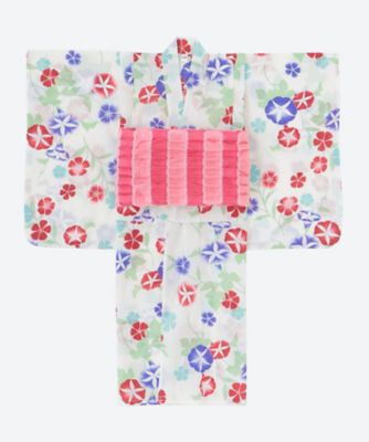 古今/コキン 子ども浴衣 朝顔撫子 J4504 赤×紺