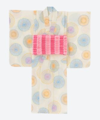 古今/コキン 子ども浴衣 花火 J4501 黄色