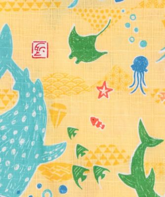 子ども甚平　海の生き物　０２２１　黄色
