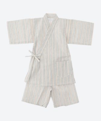 古今/コキン 子ども甚平 泡沫縞 0322 白