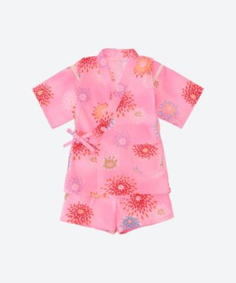 ＜古今＞子ども甚平　花火　１６２５　濃ピンク