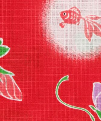 子ども浴衣　朝顔と金魚　Ｊ９００１　赤