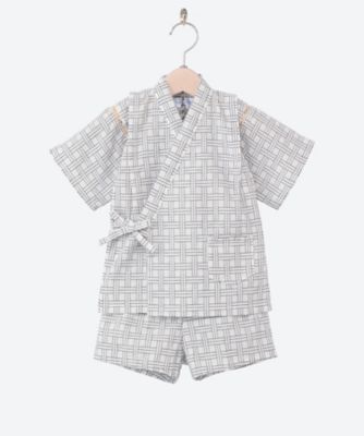 古今/コキン 子ども甚平 113 刺子あじろ 白