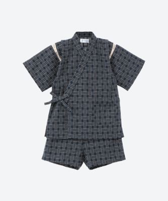 古今/コキン 子ども甚平 113 刺子あじろ 紺