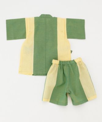 子ども甚平　ツートンカラー　ターコイズ・キミドリ