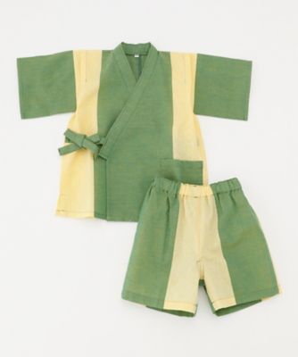 長尾織布/ナガオオリフ 子ども甚平 ツートンカラー ターコイズ・キミドリ キミドリ 浴衣【三越伊勢丹/公式】