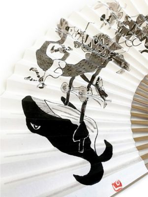 墨手描き扇子　恵比寿神輿