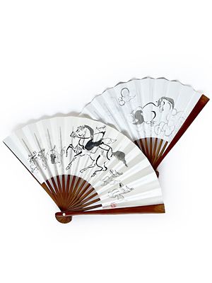 石塚智之手描き茶扇子『初午』 | アトリエ・Kinami(石塚智之)/アトリエ