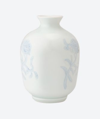 白磁染牡丹彫文面取花瓶 三越伊勢丹オンラインストア 公式