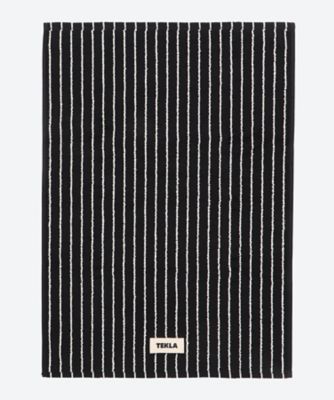 ＜TEKLA＞バスマット　Ｂｌａｃｋ　Ｓｔｒｉｐｅｓ　７０×５０ｃｍ