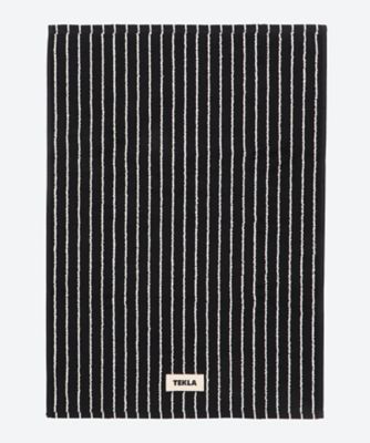 ＜TEKLA＞バスマット　７０×５０ｃｍ　Ｂｌａｃｋ　Ｓｔｒｉｐｅｓ