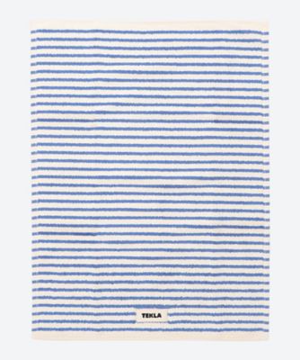 ＜TEKLA＞バスマット　７０×５０ｃｍ　Ｃｏａｓｔａｌ　Ｂｌｕｅ　Ｓｔｒｉｐｅｓ