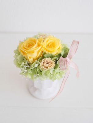 ＜Honey Garden＞黄色いローズのアレンジメント（プリザーブドフラワー）