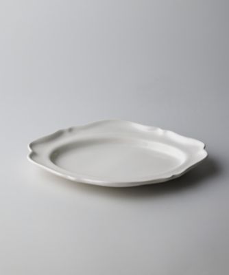 河合竜彦 大皿 平皿 25cm 河合竜彦＞白釉オーバルレリーフ皿 M | UTSUWA VOICE/ウツワ ヴォイス