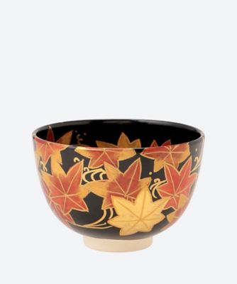a650 茶碗 11月 「黒釉龍田川絵」利昇窯加藤利昇仁清写12か月