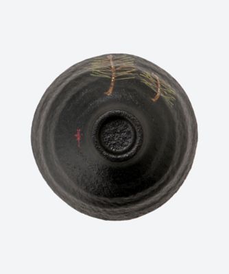 硝胎漆器抹茶碗　金地　若松蒔絵